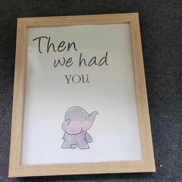 Watercolor Elephant Family Framed Canvas Wall Art ,First We Had Each Other Qu... - Picture 4 of 7